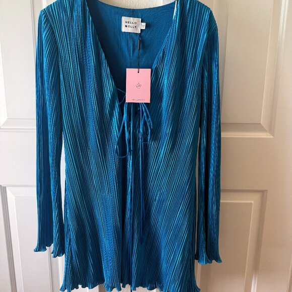 Hello Molly Blue Pleated Mini Dress | NWT | Size XL - Picture 2 of 4